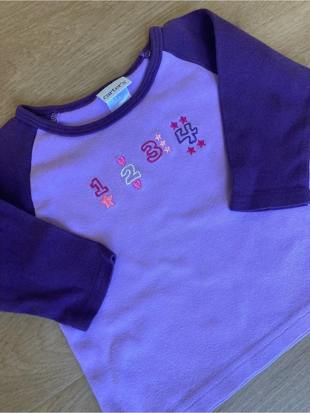 Carter's Y2K Lavender Body with Dark Purple Raglan Sleeve Baby Top